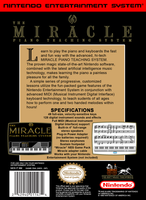 Miracle Piano box art for NES